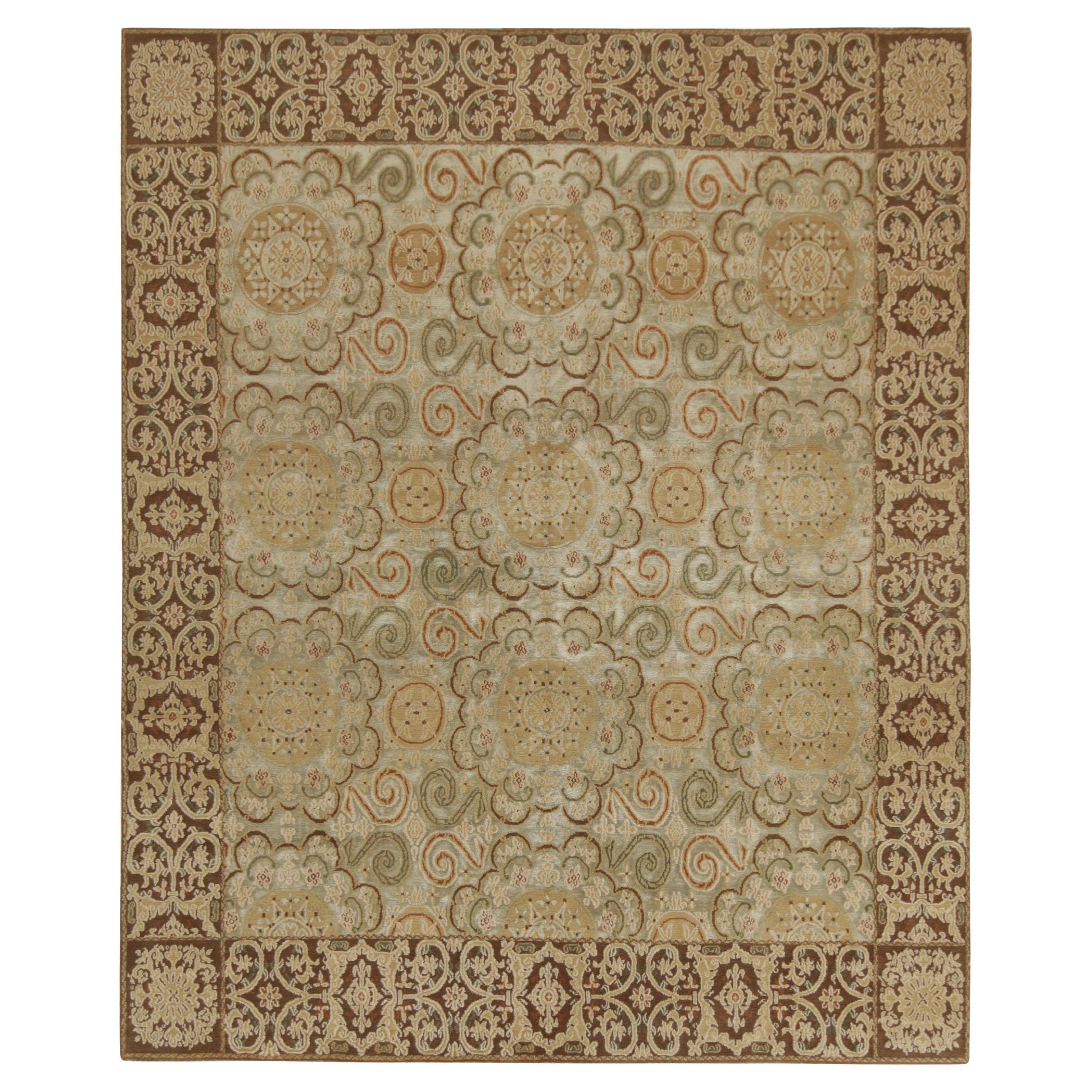 Rug & Kilim's Europäischer Jugendstil-Teppich in Beige, Brown und Grün  Muster im Angebot