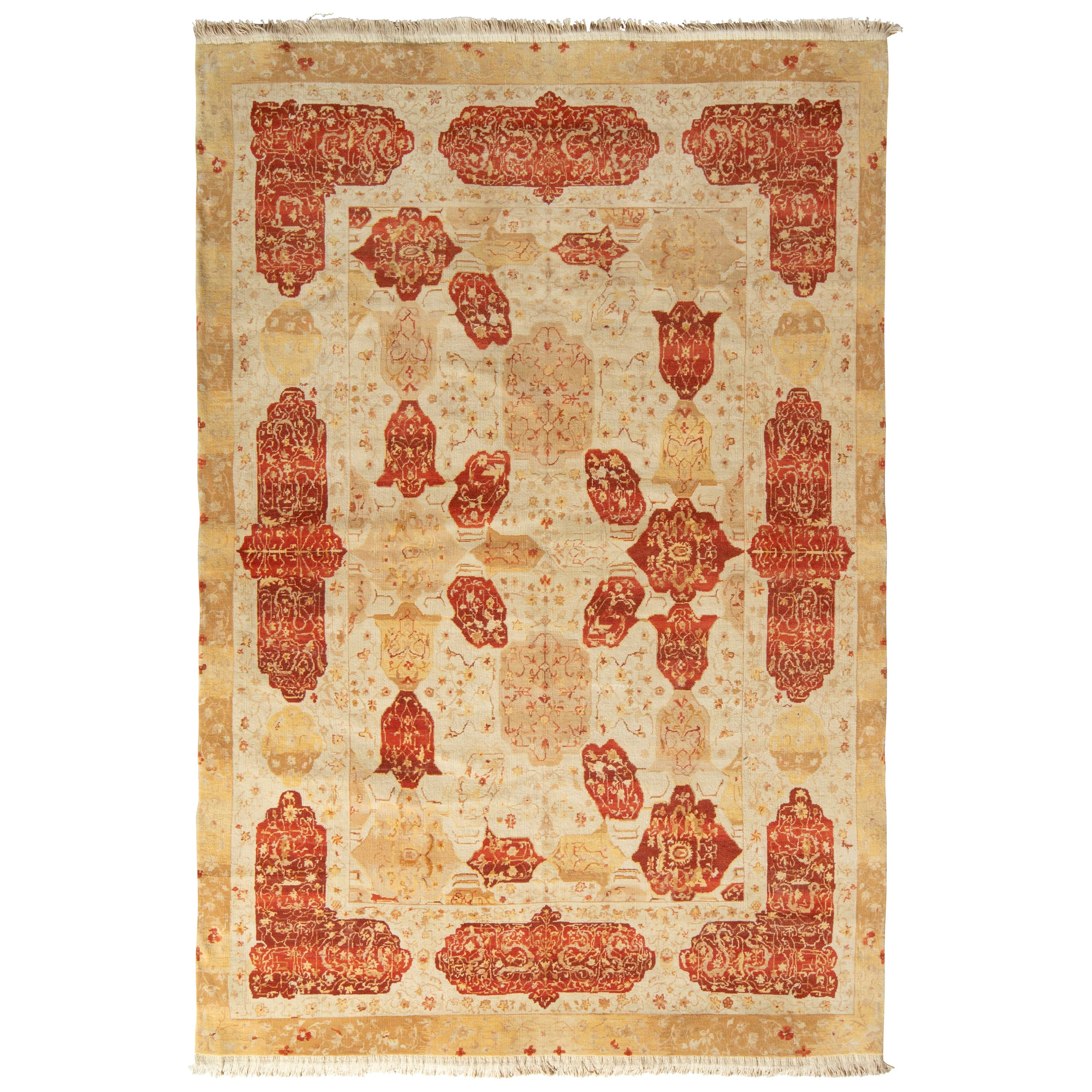 Rug & Kilim's Classic Agra Stil Teppich in Brown-Braun und roten Blumen-Kartuschen