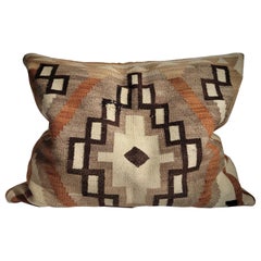 Antique E.20thc Geometric Navajo Weaving Pillow