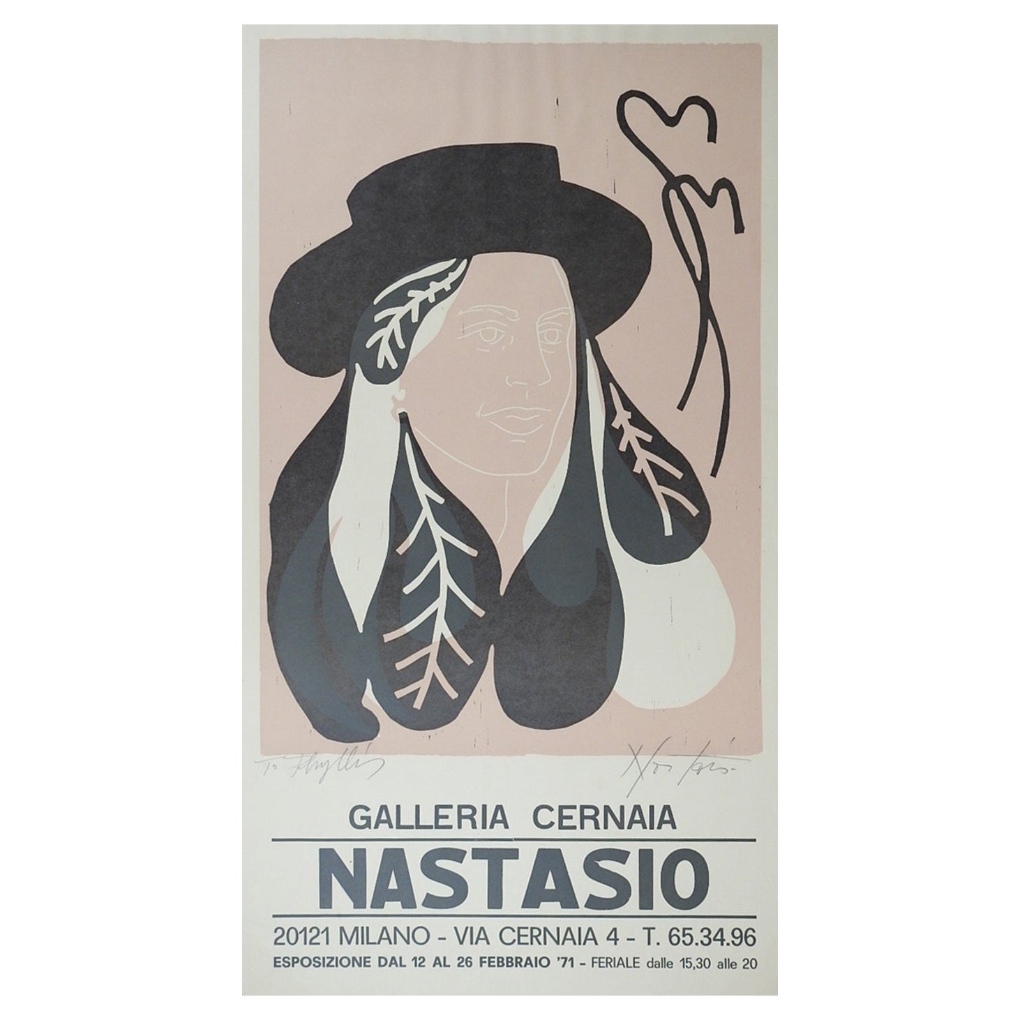 Vintage 1971 Alessandro Nastasio Signed Gallery Poster For Sale at 1stDibs