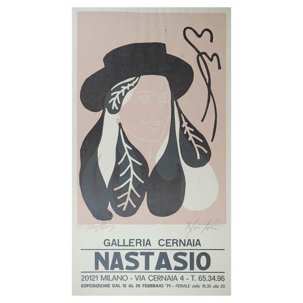 Nassimo Vintage 1971 Alessandro Nastasio Signed Gallery Poster For Sale at 1stDibs