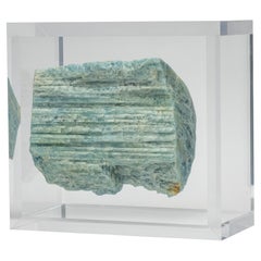 Aquamarine mounted in original design acrylic base