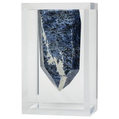 Brazilian Blue Sodalite Point mounted in original versatile acrylic display
