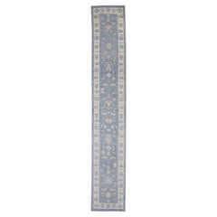 Tapis oriental noué à la main turc Oushak 2'9" x 16'11" n° 8007