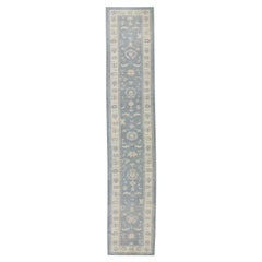 Tapis oriental noué à la main turc Oushak 3' x 15'9" n° 7297