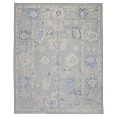 Tapis oriental noué à la main turc Oushak 9'7" x 12' n°7636