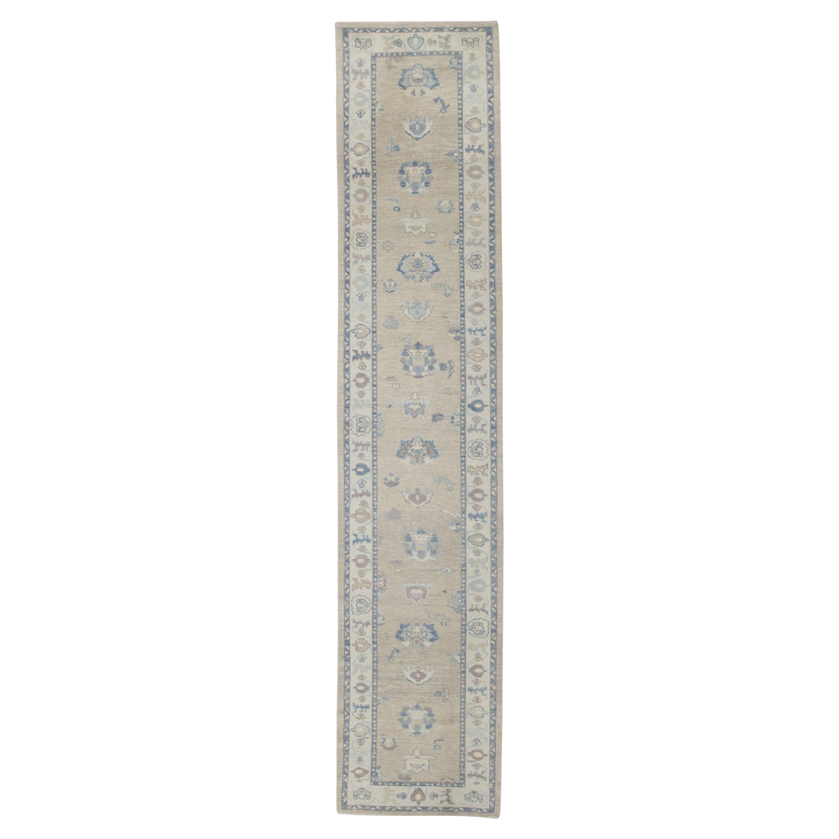 Alfombra Oushak Oriental Anudada a Mano Turca Oushak 3'1" x 15'5" #7175