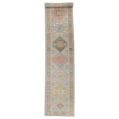 Tapis oriental noué à la main turc Oushak 4'2" x 22'6" n° 6389