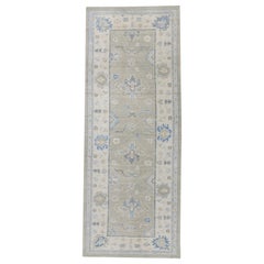 Alfombra Oushak Oriental Anudada a Mano Turca Oushak 5' x 13' #7083