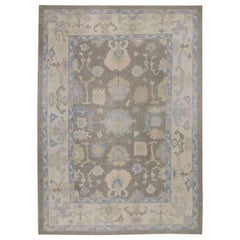 Tapis oriental noué à la main turc Oushak 8'11" x 12'3" n° 6990