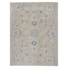 Tapis oriental noué à la main turc Oushak 9'4" x 12'2" n° 7367