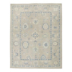 Tapis oriental noué à la main turc Oushak 9'2" x 11'6" n°7450