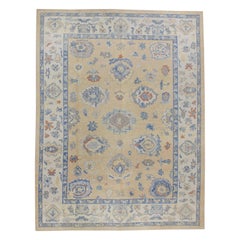 Tapis oriental noué à la main turc Oushak 9'2" x 11'9" n° 7255