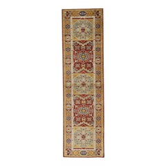 Tapis oriental noué à la main turc antique Oushak 3'2" x 11'4" n° 2016