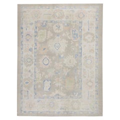 Tapis oriental noué à la main turc Oushak 8'11" x 11'6" n° 7234