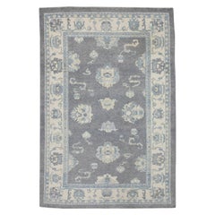 Tapis oriental noué à la main turc Oushak 6'3" x 9' n° 7063