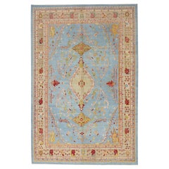 Oushak Alfombra Oriental Anudada a Mano Turca Lana Vieja 7'9" x 11'7" #2094