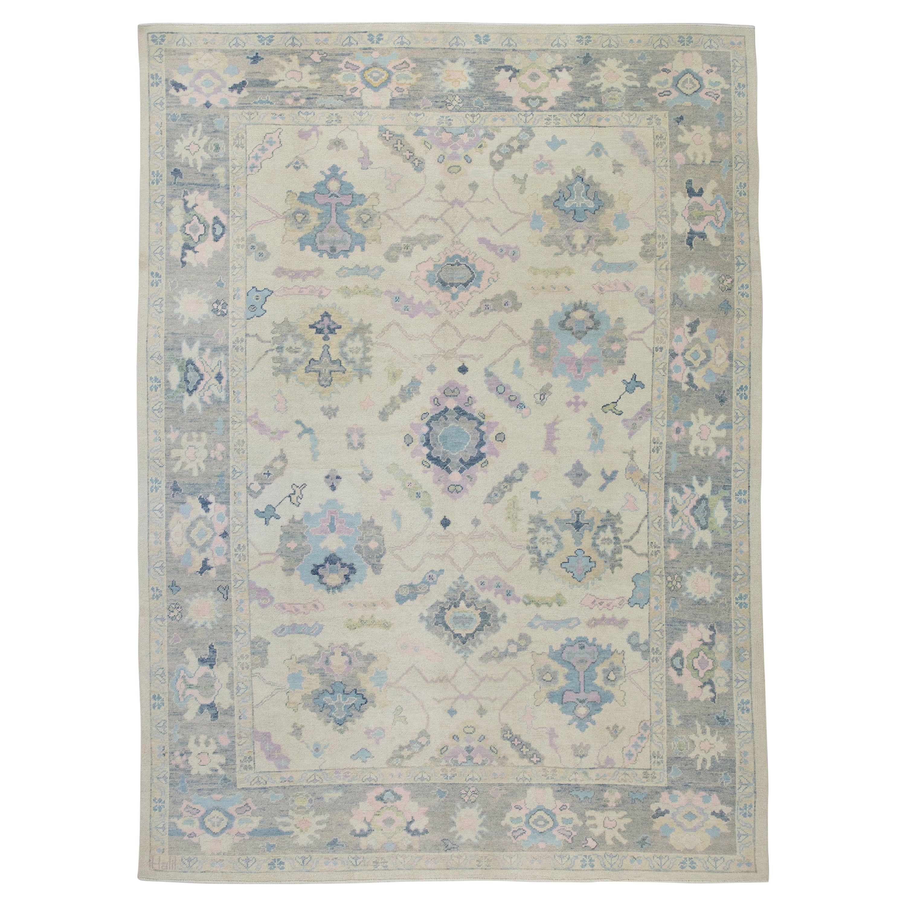 Oushak Rug Oriental Hand Knotted Turkish Oushak 9'6" x 13'1" #2058 For Sale