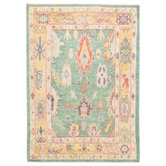 Oushak Rug Oriental Hand Knotted Turkish Oushak 5'5' x 7'7" #4592