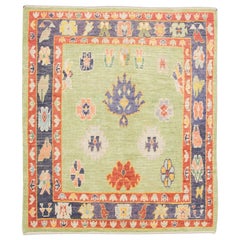 Oushak Rug Oriental Hand Knotted Turkish Oushak 5'5'" x 6'6'" #4575