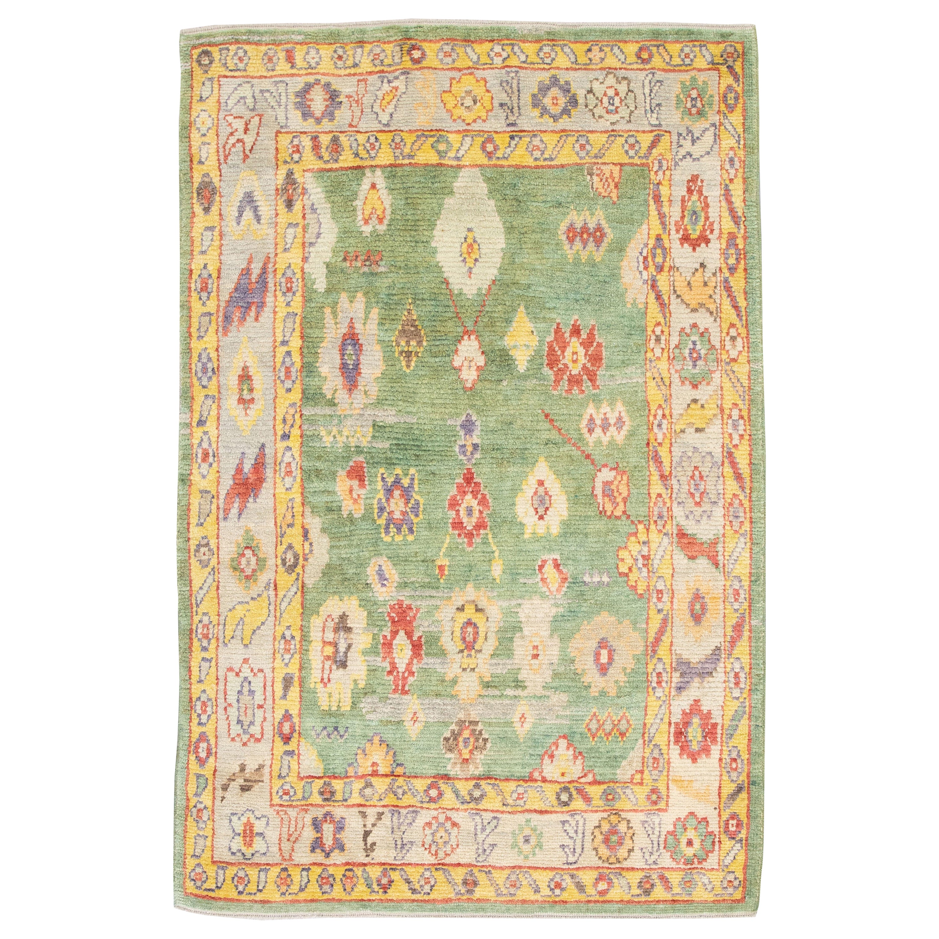 Oushak Rug Oriental Hand Knotted Turkish Oushak 5'4" x 7'11" #4573 For Sale