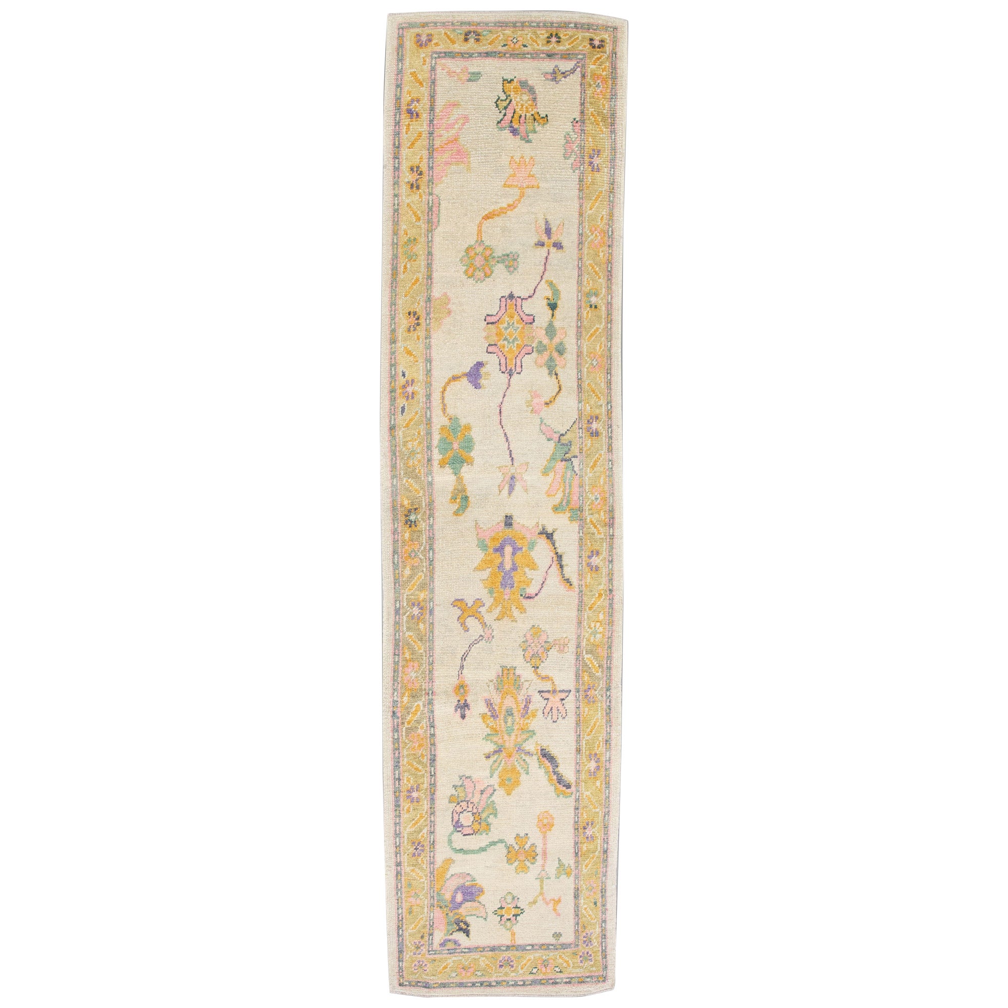 Oushak Rug Oriental Hand Knotted Turkish Oushak 3' x 12'4" #4568