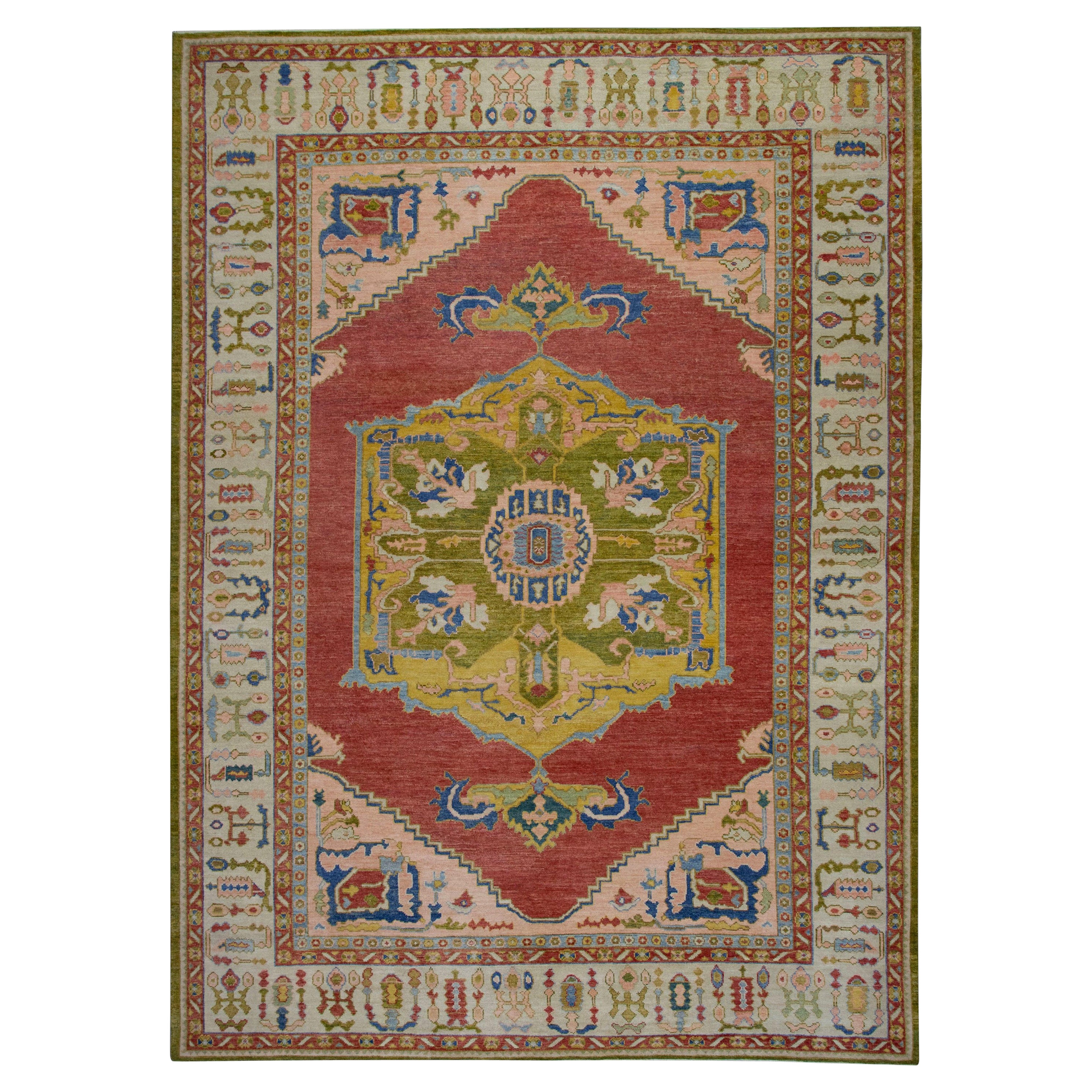 Oushak Rug Oriental Hand Knotted Turkish Old Wool 10'5" x 14' #5987 For Sale