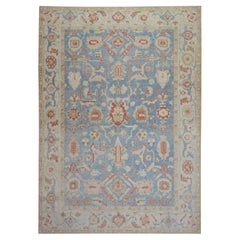 Tapis oriental noué à la main turc antique Oushak 10' x 13'11" n°5921