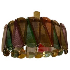 Lustre arlequin contemporain en laiton et verre de Murano , Italie