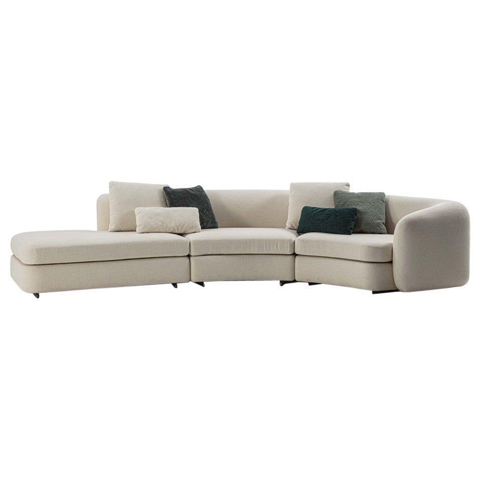 Modern curved fabric sofa composition 