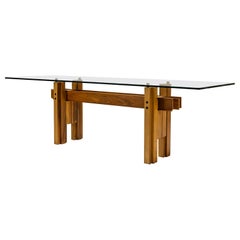 Franco Poli Dining Table “Cangrande” in Walnut for Bernini, Italy 1970s