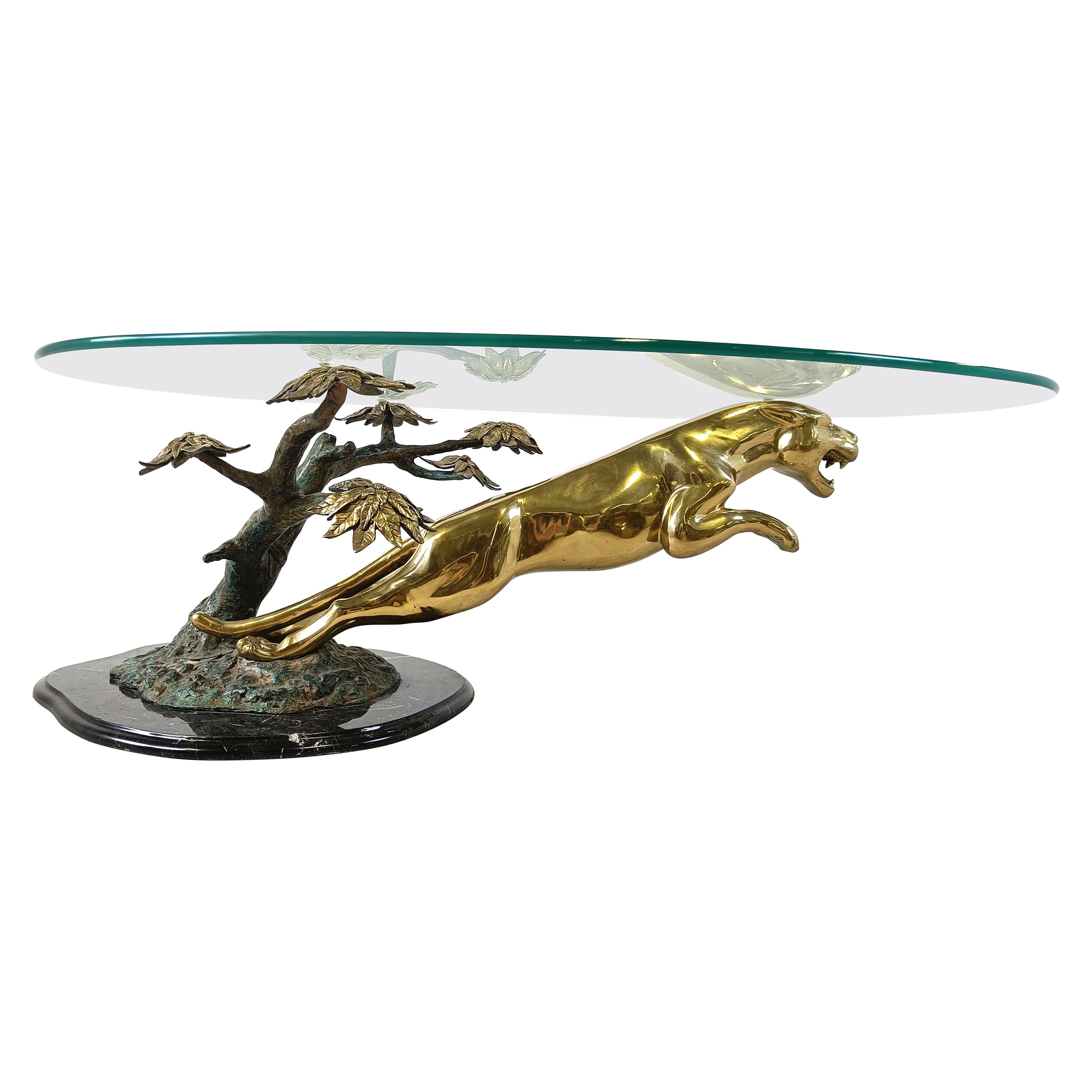 Brass jaguar coffee table, 1970s