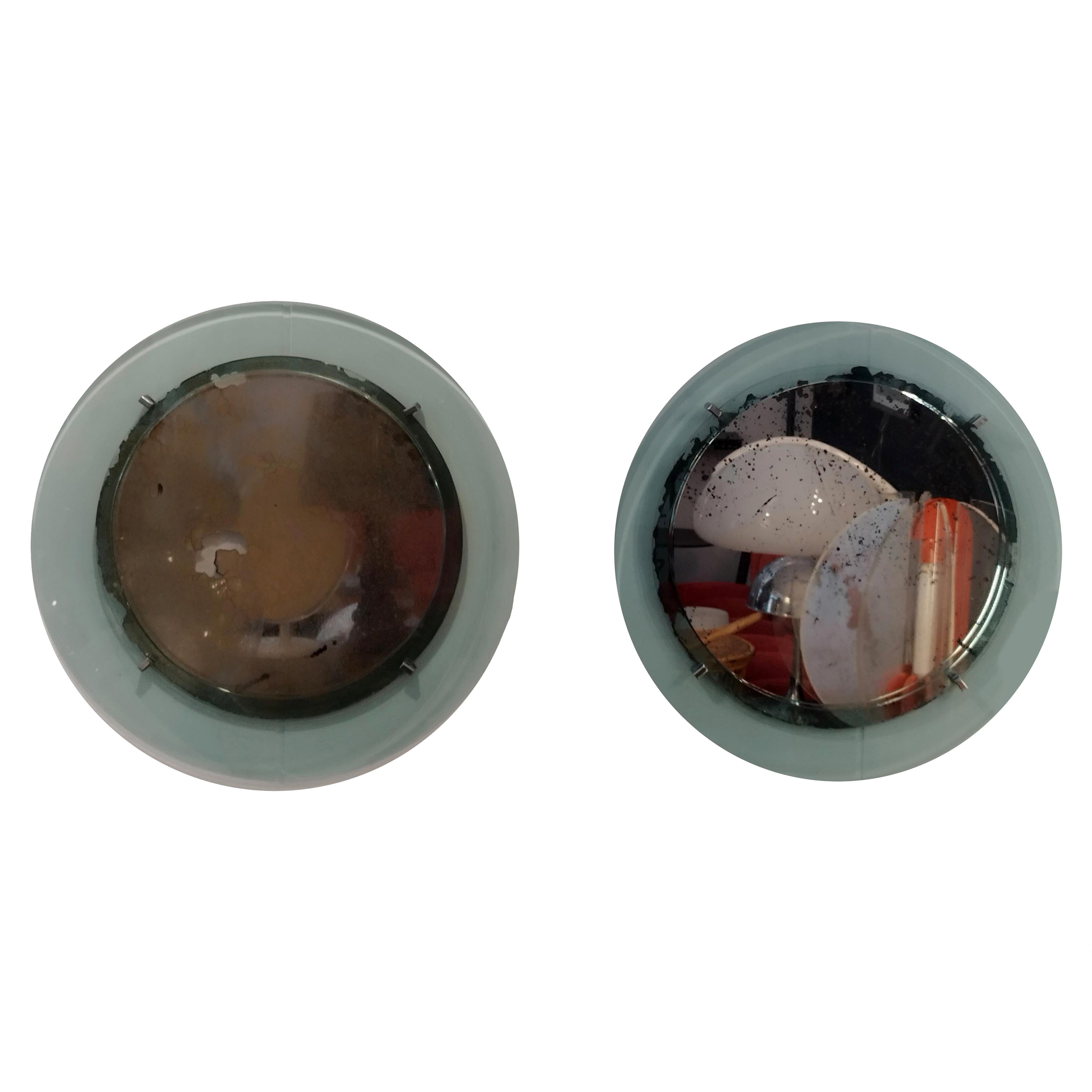 Coppia di specchi rotondi da parete Cristal Arte, Italia 1960 in vendita