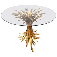 Vintage gilt metal sheaf of wheat coco chanel coffee table, 1960s