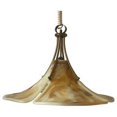 Fiberglass and Brass Large Pendant Lamp by Cosack, 1960s, Germany