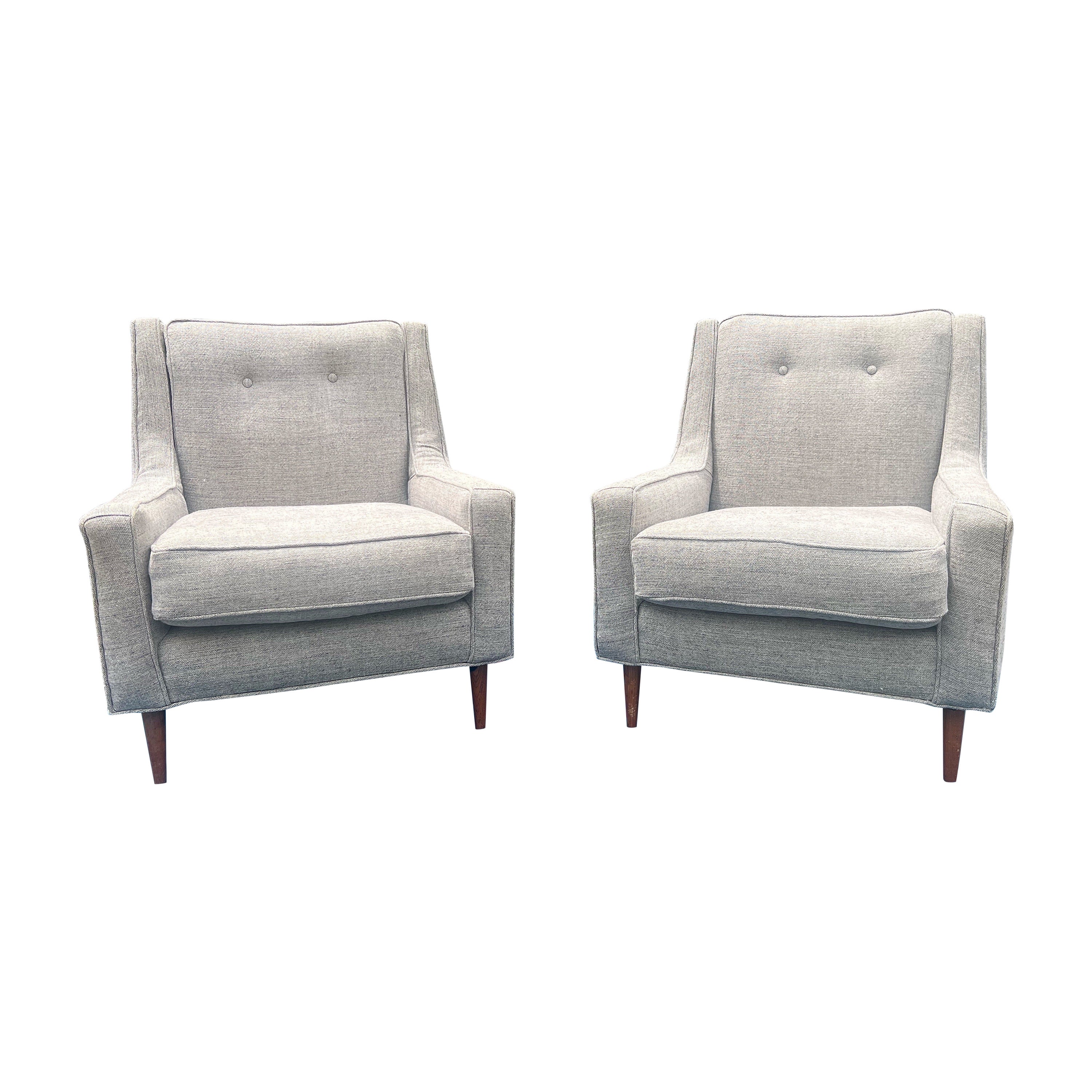 Newly Upholstered Paul McCobb Style Lounge Chairs - a Pair