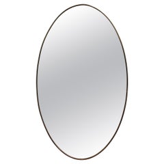 Mid-Century Italian Oval Wall Mirror with Brass Frame (circa 1950s)