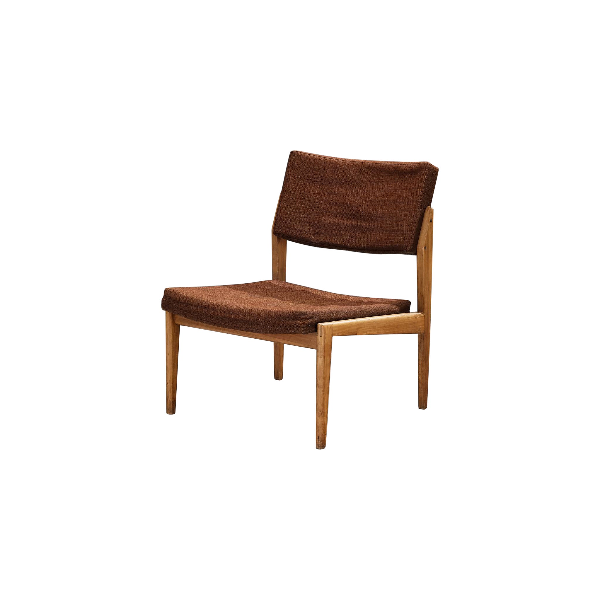 Thonet Slipper Chair in Cherry and Brown Upholstery For Sale
