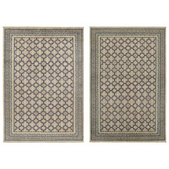 Alfombra de estilo Art Déco de Rug & Kilim en beige con motivos geométricos azules