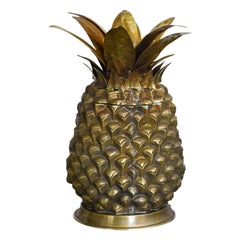 Pineapple ice bucket, handcrafted in brass, Edizioni Molto, 70s style