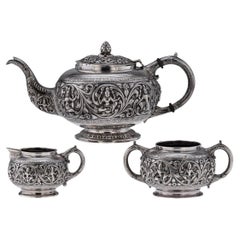 19th Century Indian Solid Silver Swami Tea Set, Daday Khan, Madras c.1880