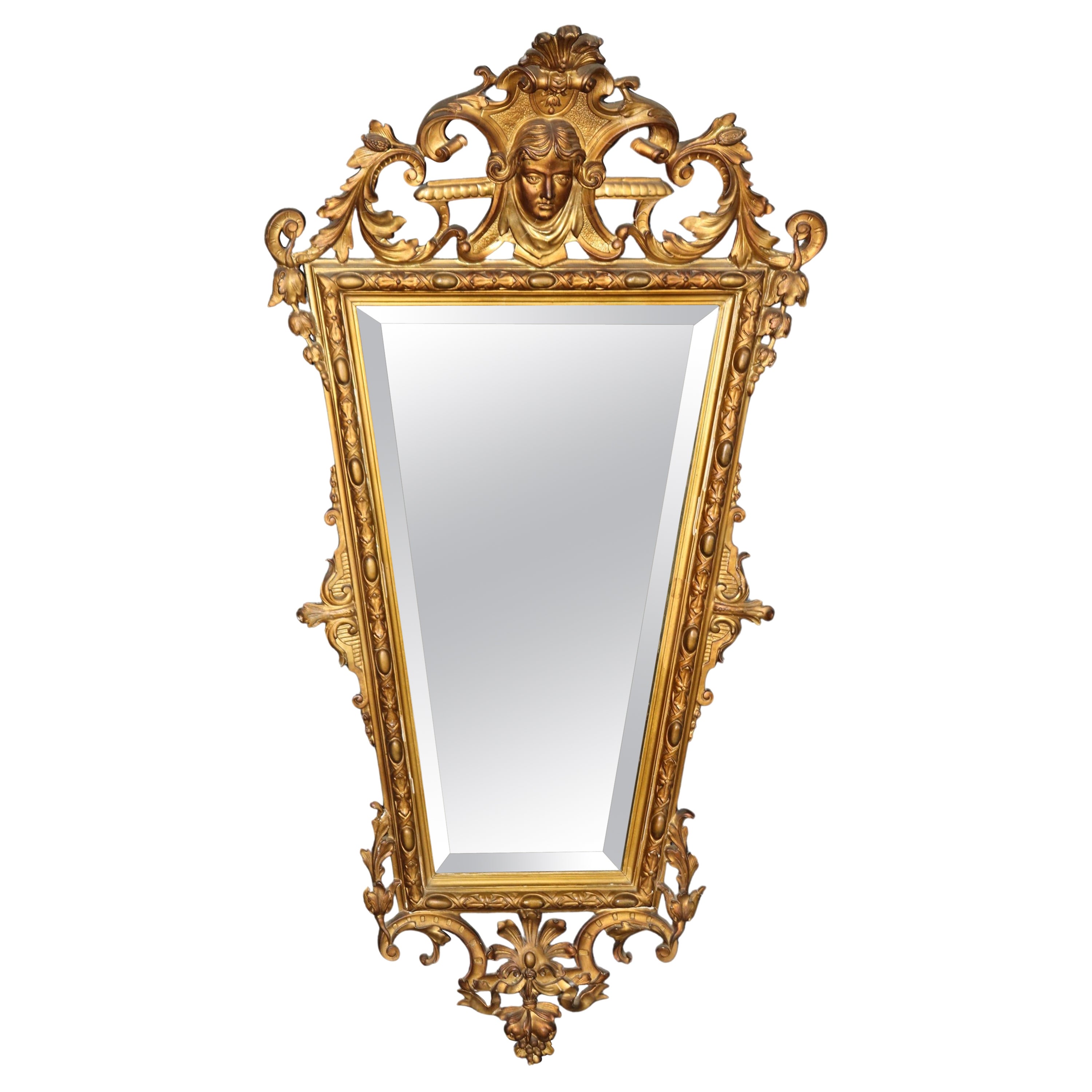 Superb jenny Lind Carved Gilded Carved Walnut Victorian Era Mirror 