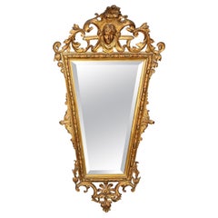 Antique Superb jenny Lind Carved Gilded Carved Walnut Victorian Era Mirror 