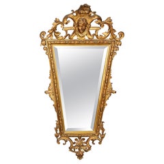 Antique Superb jenny Lind Carved Gilded Carved Walnut Victorian Era Mirror
