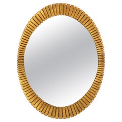 Retro Francisco Hurtado Scalloped Oval Giltwood Mirror