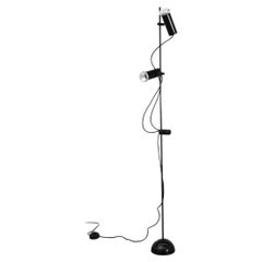 Mid-Century Italian Guzzini Style Black Floor Lamp with Adjustable Double Spots