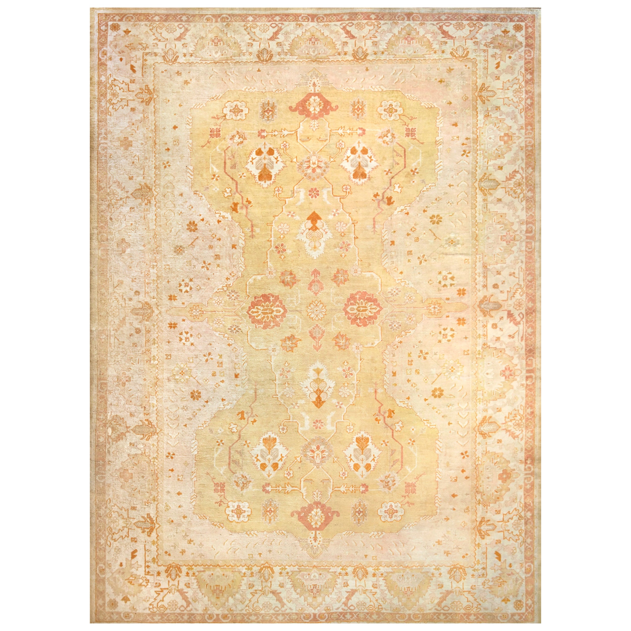 Antique Circa-1900 Yellow Floral Anatolian Oushak Rug 13'x17'6" For Sale