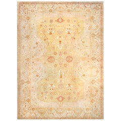 Antique Circa-1900 Anatolian Oushak Rug Yellow Floral 13'x17'6" (Tapis Anatolien Oushak)