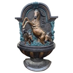 Vintage Standing Bronze Horse Fountain