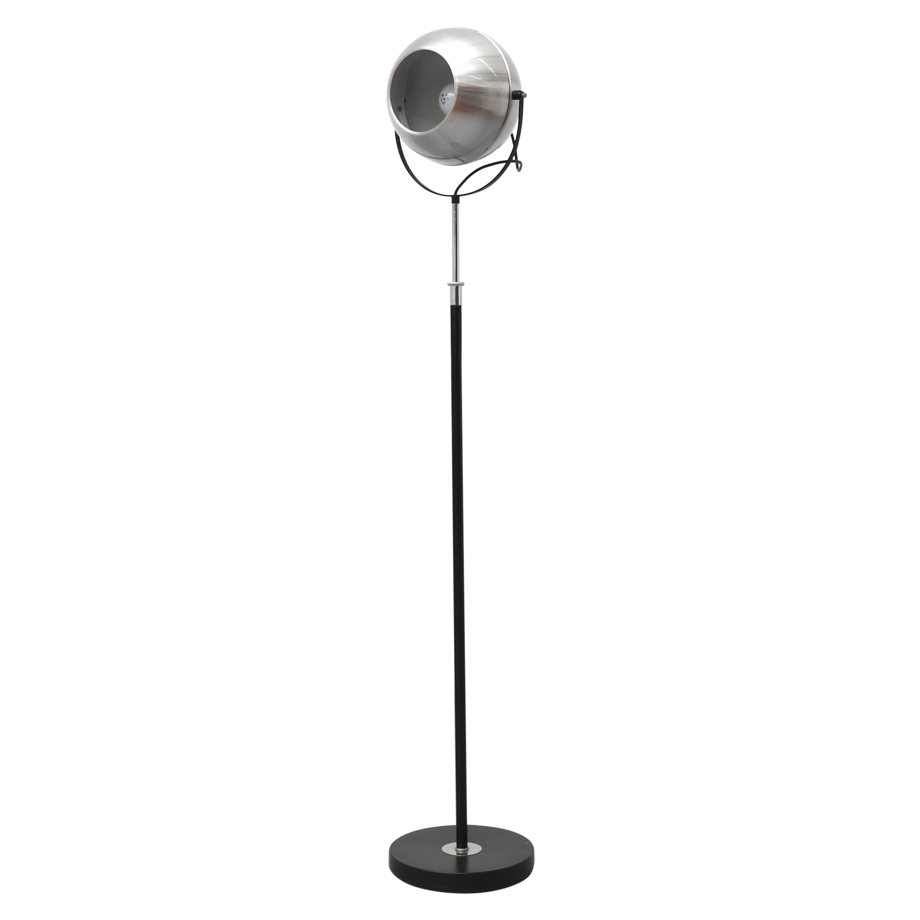 Lampe sur pied à globe extensible Dijkstra du milieu du siècle en chrome et noir